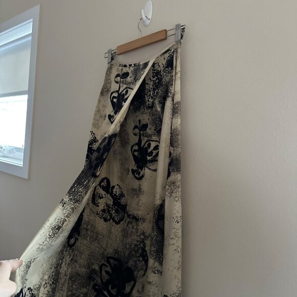 Max Mara Silk Tie Waist Wrap Printed Midi Skirt Womens Size 6 A-line Old Money - Picture 2 of 10